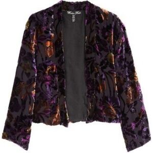 WINTER KATE // purple burgundy black silk burn out velvet kimono cardigan wrap